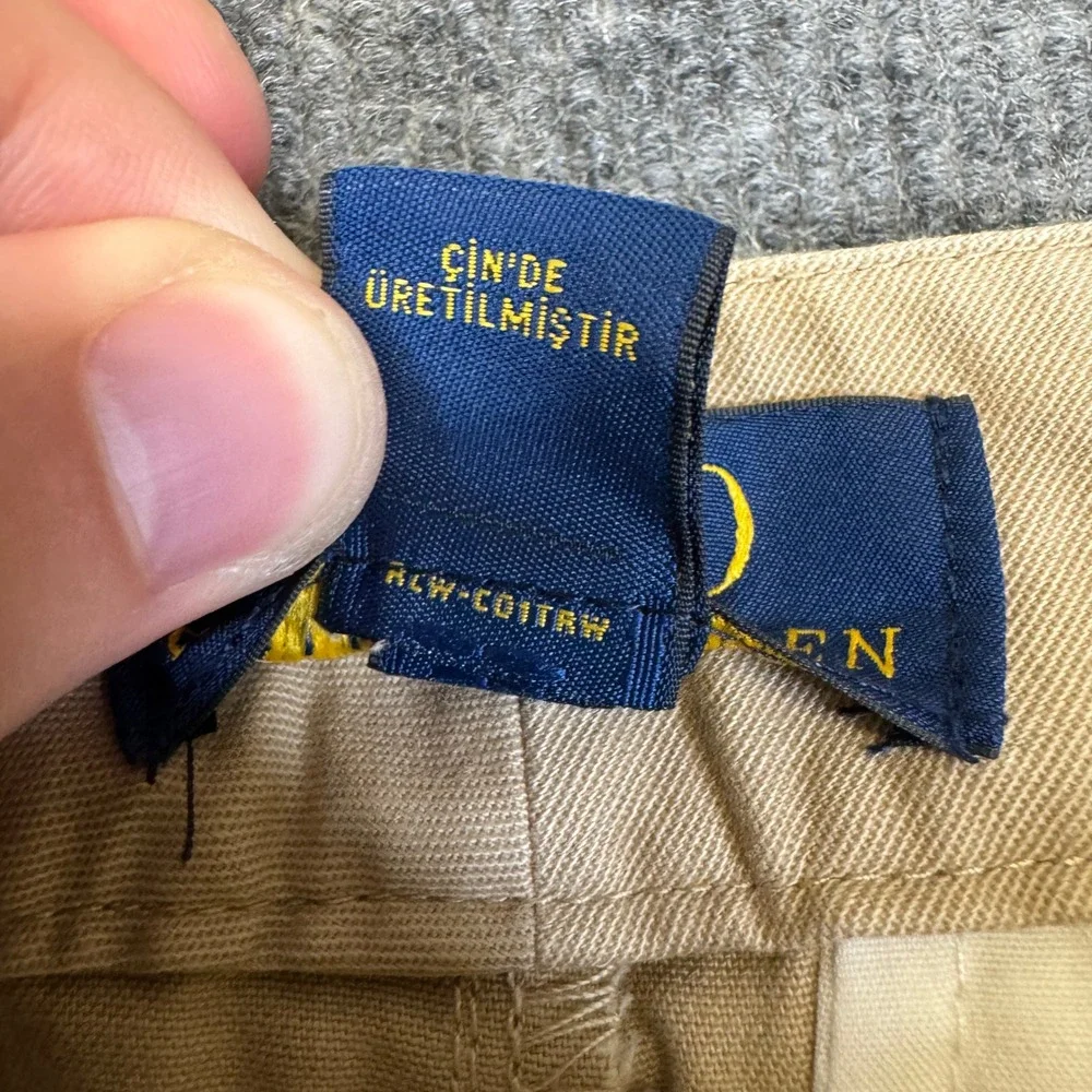 Polo Ralph Lauren Boys Khaki Chino Shorts Tan Belted Sz 14 Stretch Cotton Twill